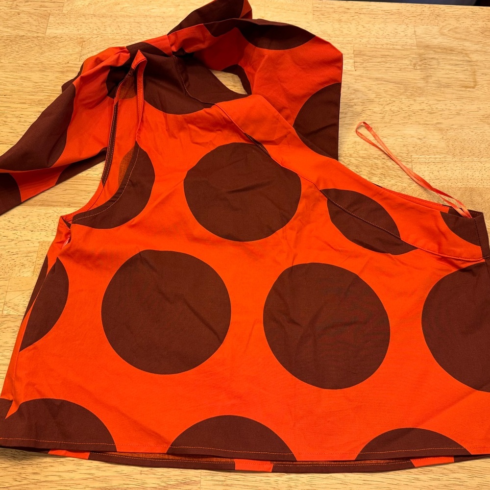 Anthropologie Red and Maroon Polka Dot Top
